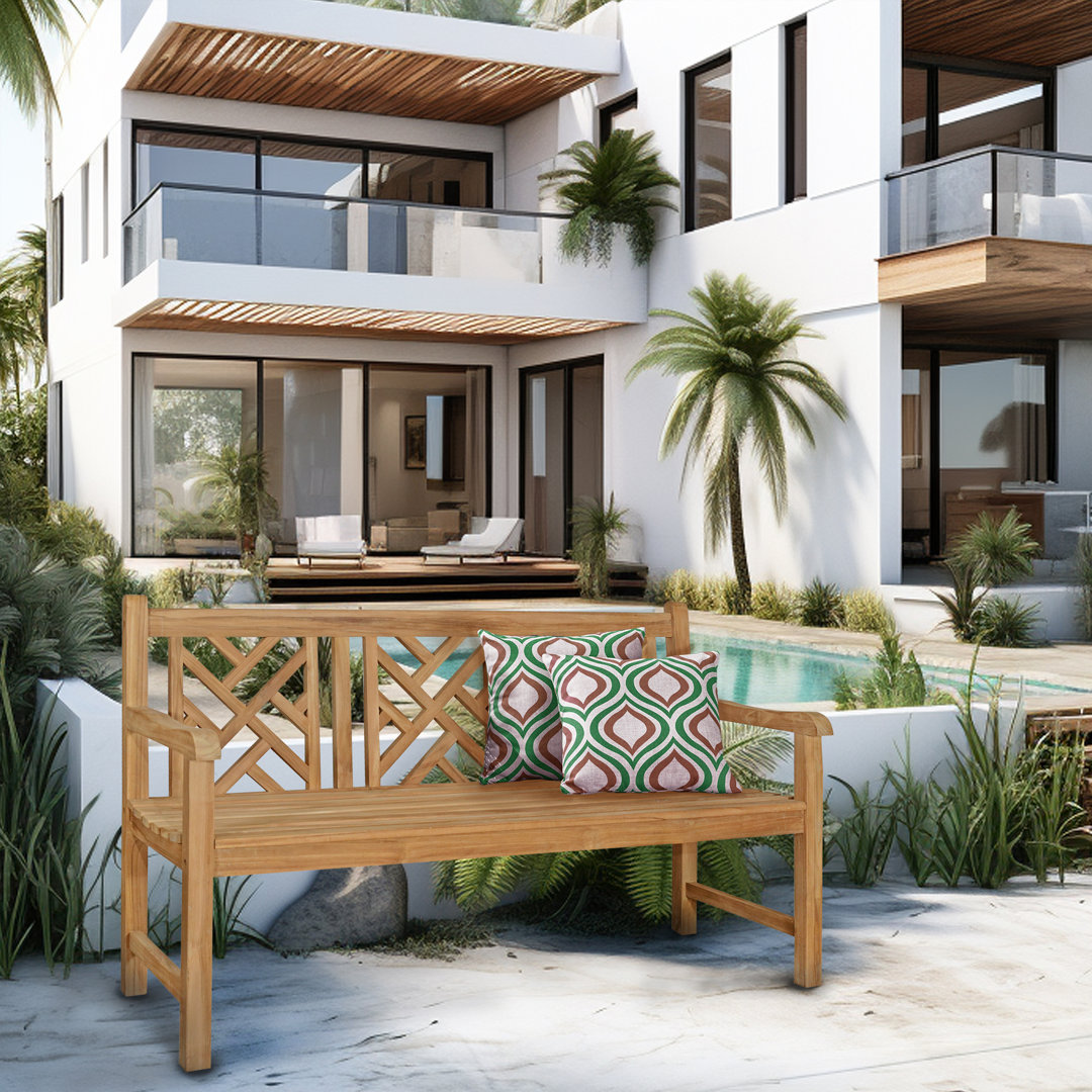 Asean Teak Wood Garden & Patio Bench Rosecliff Heights