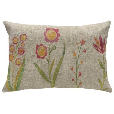 Watercolor Flowers Floral Linen Throw Pillow