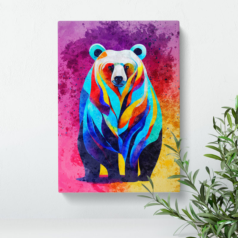 Bear Painting No.2 Abstract - Wrapped Canvas Painting, 50cm H x 35cm W x 3cm D
