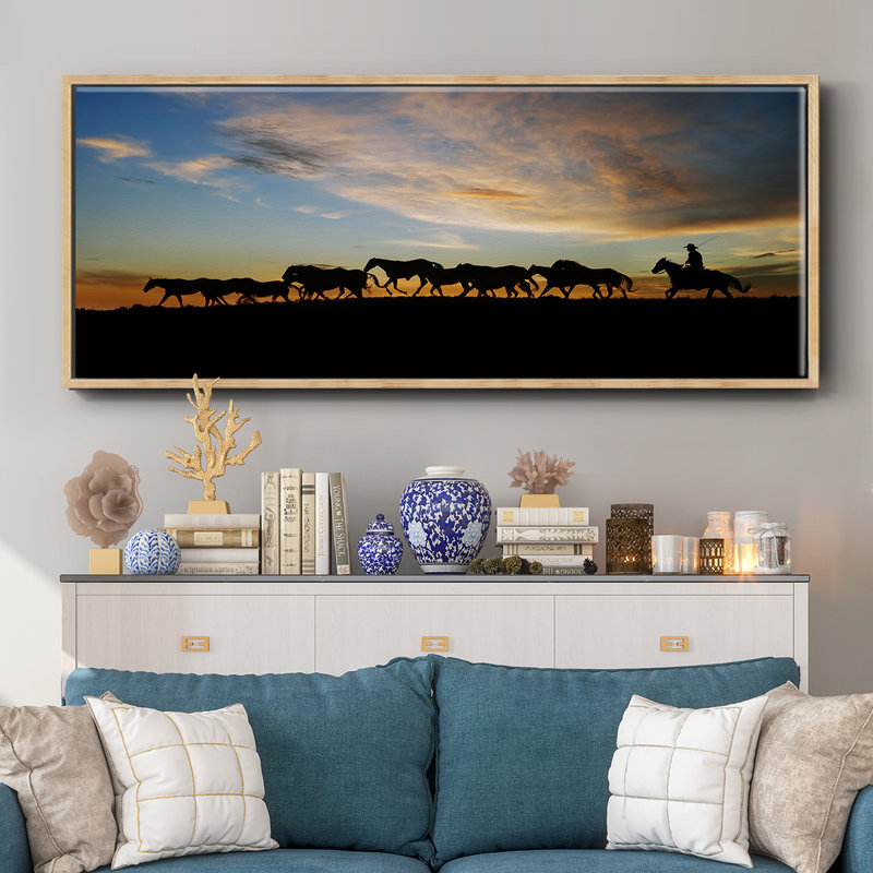 Sunlit Horses V- Framed Canvas