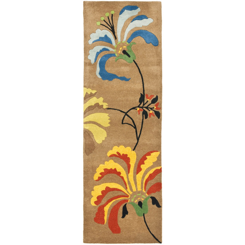 Candelo Hand Tufted Wool And Viscose Floral Rug, Runner 2'6" x 8'