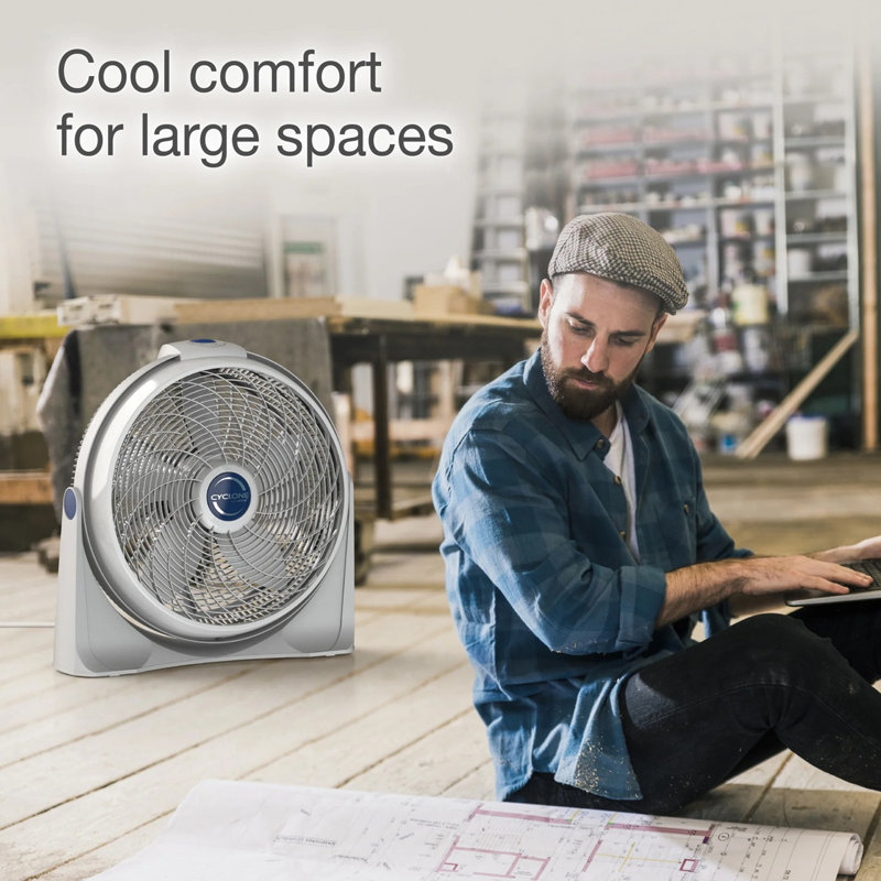Ventilateur de plancher à circulation d'air 20 po Lasko Cyclone® (3 vitesses, manuel, oscillation à 90 °, blanc)