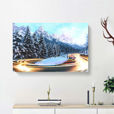Road By The Mountains In Abstract - Wrapped Canvas