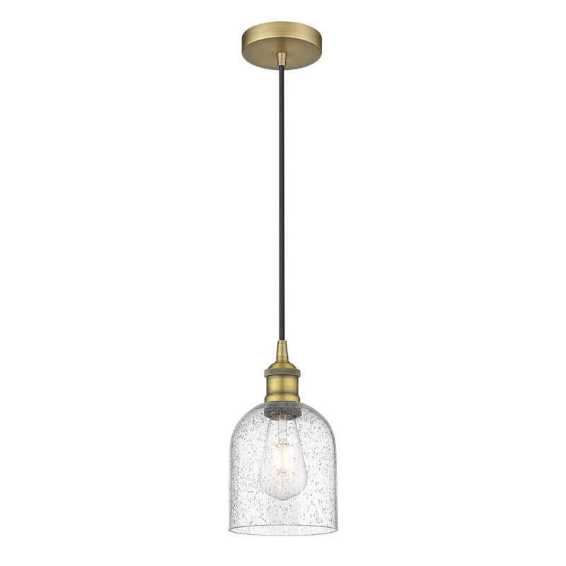 Luminaire suspendu à cordon 1 lumière Edison Anacaren - 616-G558, Grainé, Laiton brossé