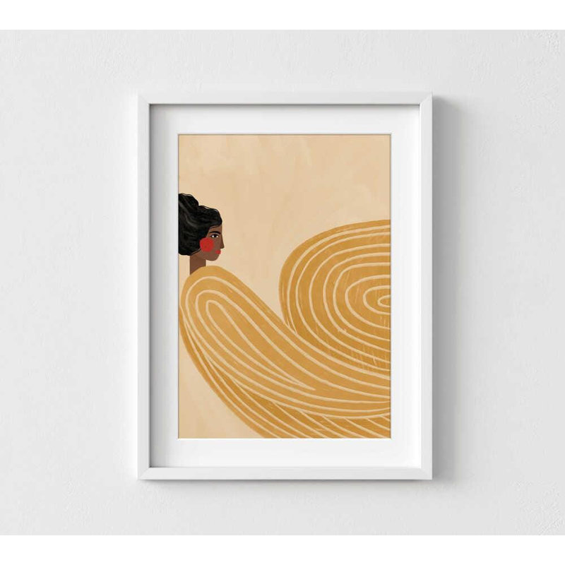 Impression d'art moderne femme figurative - ligne abstraite neutre, H 40 po x l 30 po, Impression encadrée avec passe-partout