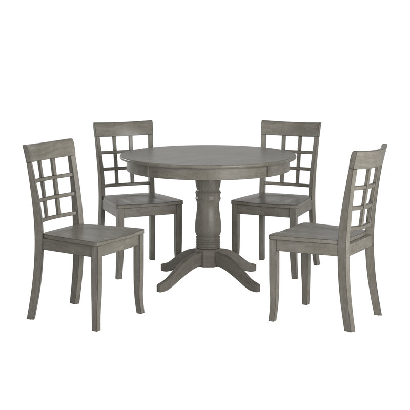 Ensemble de salle à manger pour 4 personnes Alexa-Mae, Gris antique