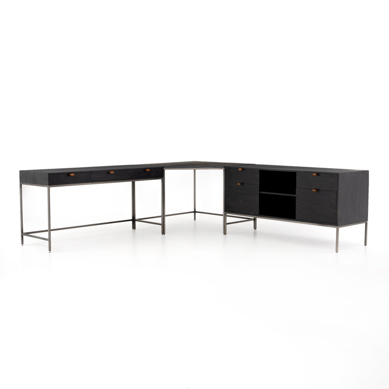 Trey Solid Wood Writing Desk, Black Wash Poplar