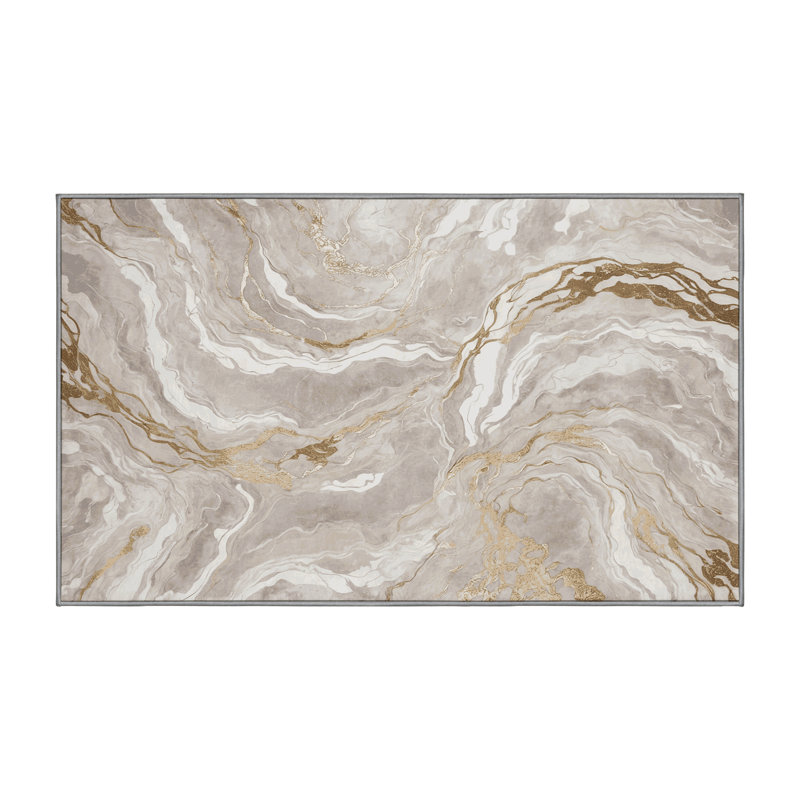 Machine Washable Gray Area Rug, Rectangle 7' x 10'