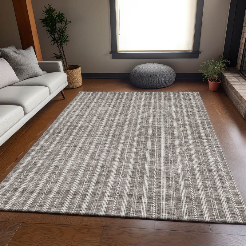Tapis taupe Prisco lavable à la machine de qualité supérieure, Rectangle 9 pi x 12 pi