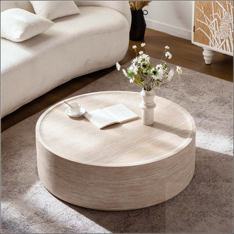 Table basse ronde avec motif Mars, aucun assemblage requis, H 12 po x L 39,37 po x l 39,37 po