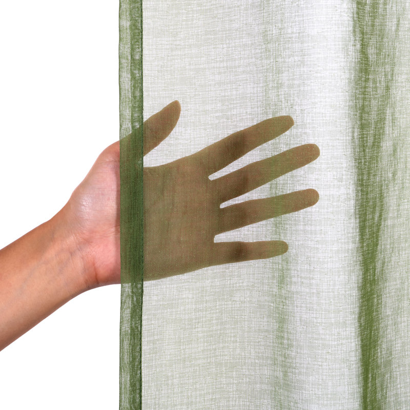 Paire de rideaux transparents avec passe-tringle Walton, Vert, L 52 po x L 96 po