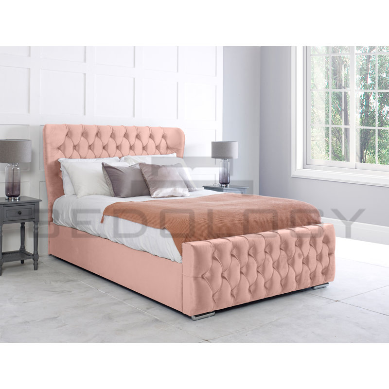 Cadnite Upholstered Storage Bed, Double (135x190cm), Pink