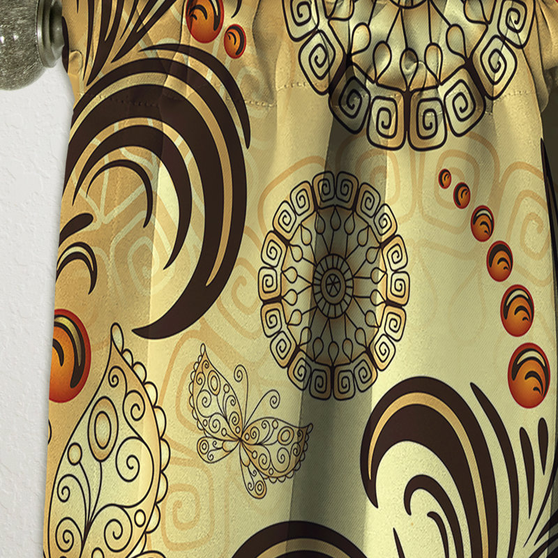 Rideau simple occultant doré de luxe doré - motif abstrait Mid-Century, L 52 po x L 84 po