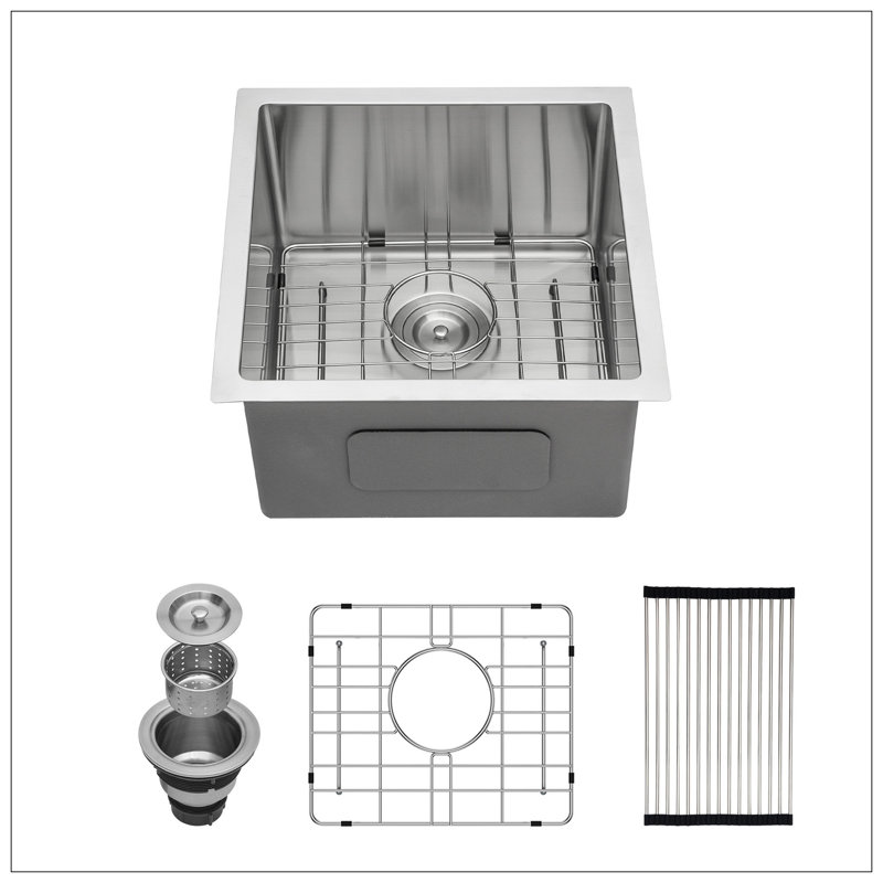17 Inch Undermount Sink - 17"X19"X10" 16 Gauge Single Bowl Kitchen Sink 10 Inch Deep Bar/Prep Sink Basin