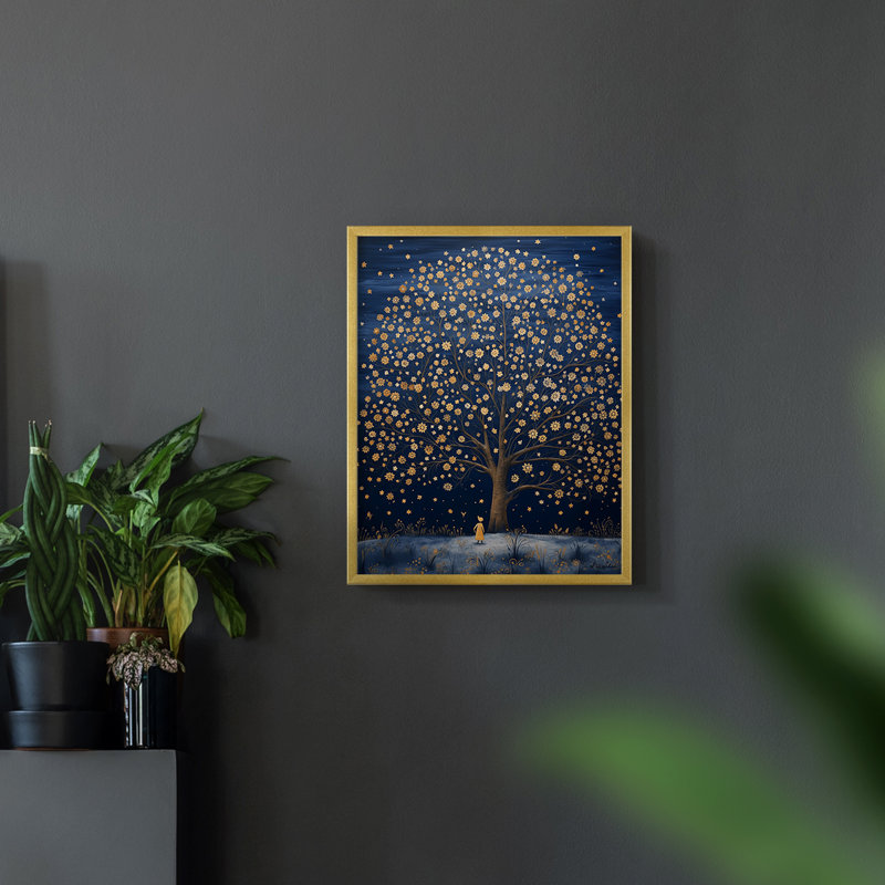 LANDSCAPES Series CCXLVIII  -Premium Framed Print -Ready to Hang - No Nails Required, Gold, 11" H x 9'' W
