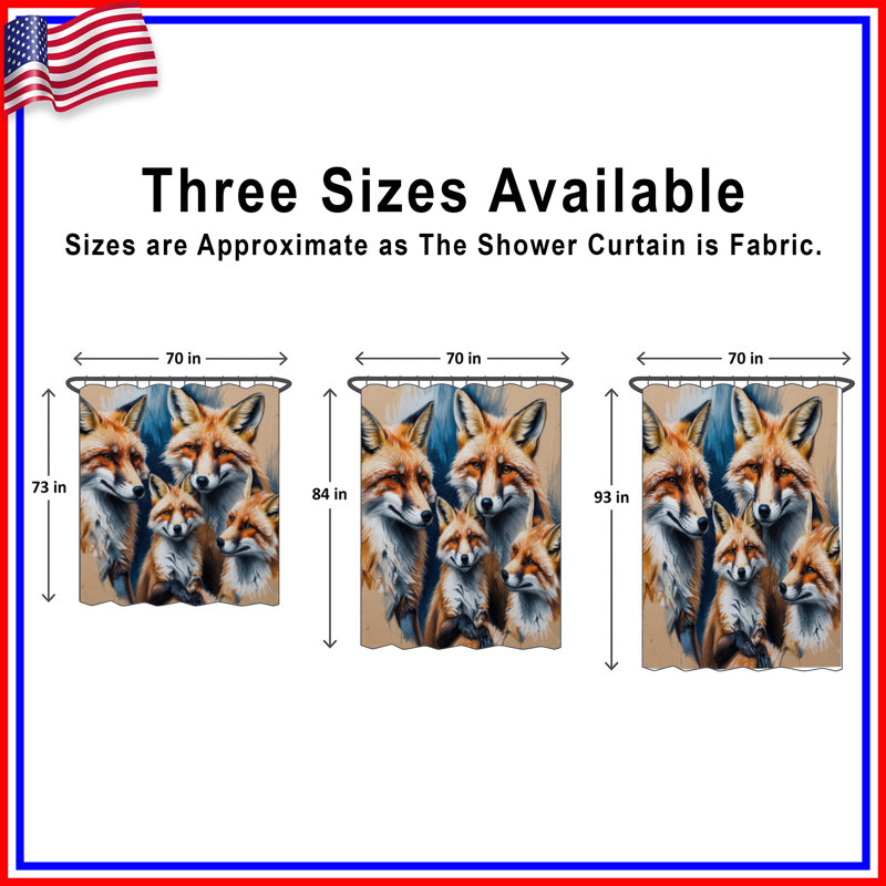 Ensemble de rideaux de douche Group of Red Foxes, 70in W x 72in H