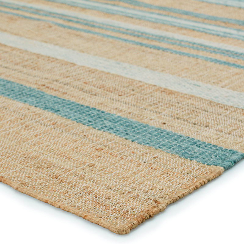 Bellechester Striped Area Rug in Beige/Blue, Rectangle 5' x 8'