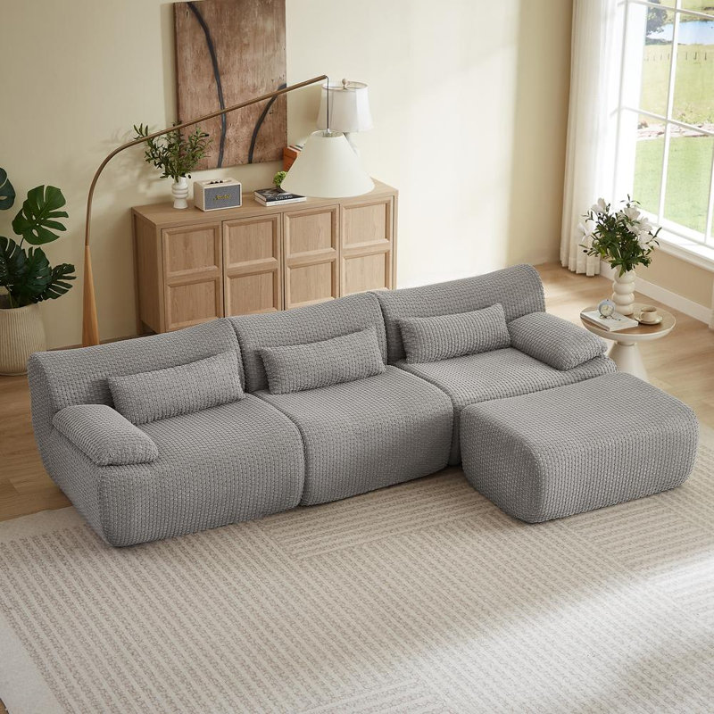 Canapé modulaire moderne avec repose-pieds, Gris