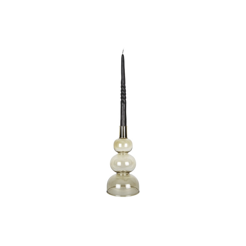 Glass Tabletop Candelabra, Moss Green, 20cm H x 10cm W x 10cm D