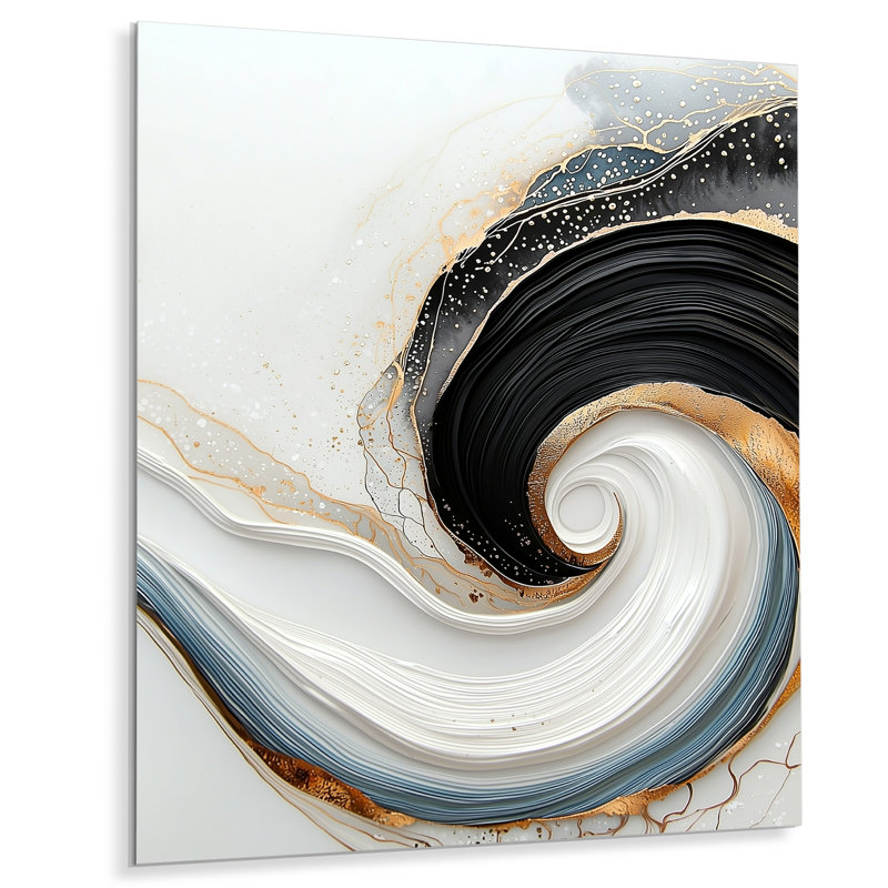 Minimal Abstract Spiral Soft Convergence V - Art moderne en métal, spirales abstraites, impression sur métal