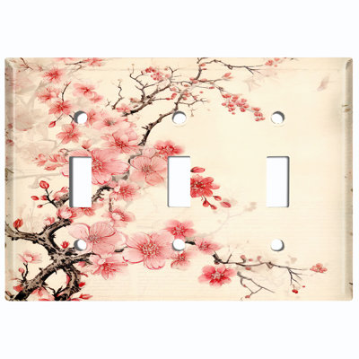 Assiette murale à 3 lumières pour arbre de Noël rose avec fleurs de sakura rose