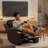 Brown Breathable Leather Manual Recliner Chair, Solid Wood Frame, Double Springs, High-Density Foam For Living Room