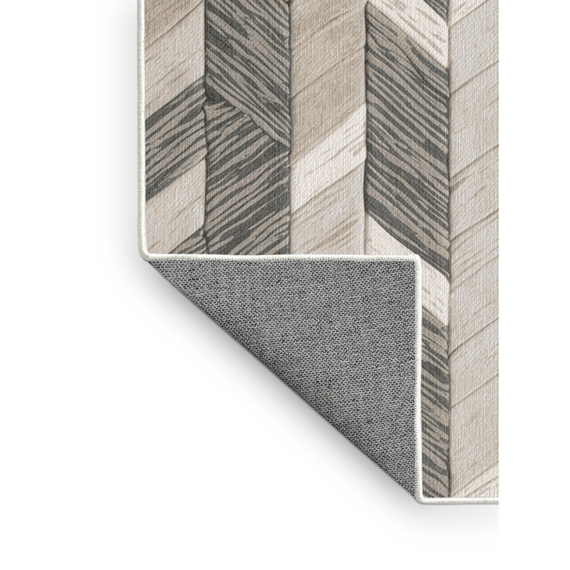 Washable Weathered wood tones Nautical Area Rug, Rectangle 3' x 5'