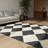 Black Cream Checkered Geometric Woven Base Washable Carpet-51766434