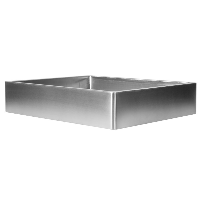 Stainless Steel Rectangular Vessel Bathroom Sink, Silver