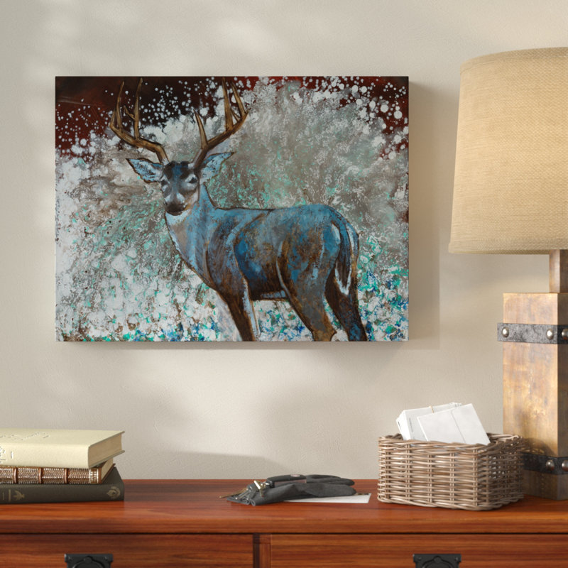 « cerf i », reproduction de peinture à l’acrylique sur toile tendue, H 35 po x l 47 po x P 2 po