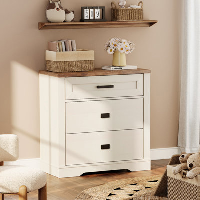 Glenford 31.5" Wide Modern Farmhouse Wooden 3-Drawer Dresser For Teenagers