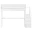 Grand lit mezzanine en métal avec escalier, garde-robe, bureau, station de charge, lumières intelligentes et tablette supérieure, blanc, durabilité à long terme-130149887