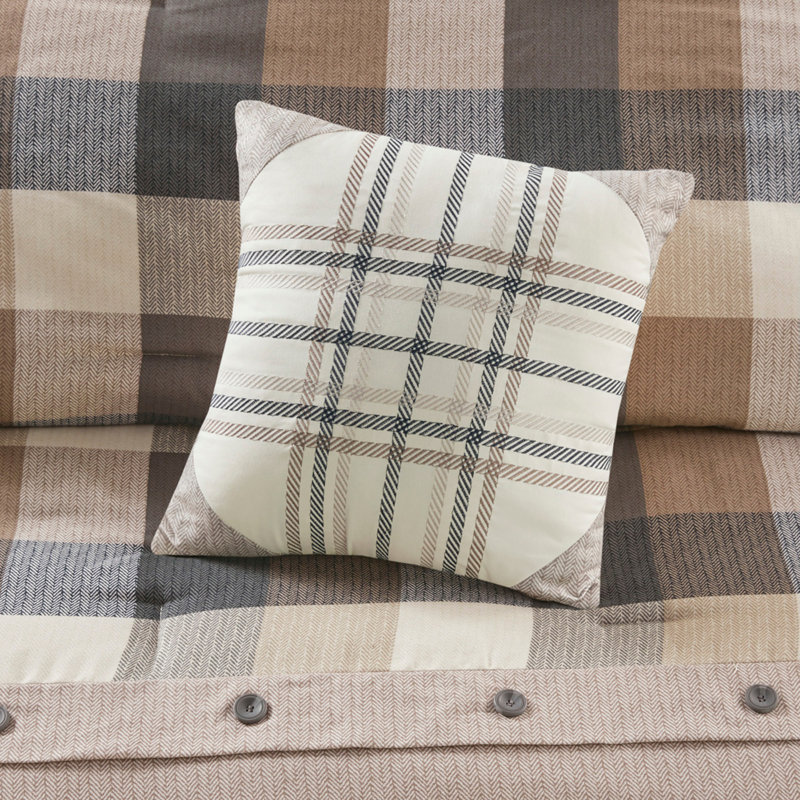 7 Piece Herringbone Comforter Set Neutral