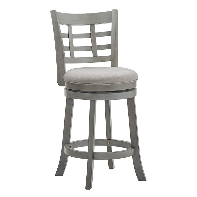 Tabouret pivotant Aria, Tabouret de comptoir (siège d'une hauteur de 24,3, Gris antique, Lin gris