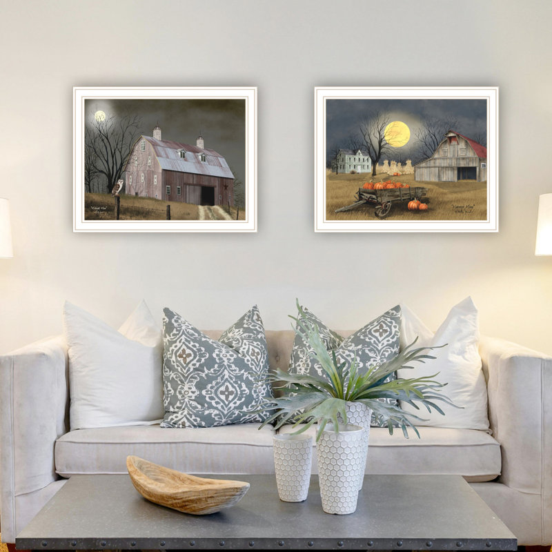 «2 Autumn Moonlit Nights», art mural - Transformez votre maison avec créativité, décoration multicolore en bois et en papier pour faire ressortir le salon et la chambre à coucher