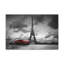Toile de la tour Eiffel, toile de fond noire, pluie blanche, parapluie rouge, paysage urbain époustouflant-539638873