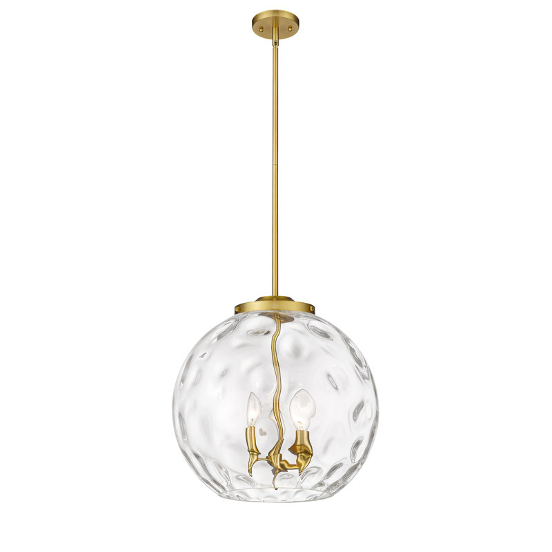 Luminaire suspendu sphère 3 lumières 3 lumières, H 17,13 po x l 15,75 po x P 15,75 po, Or satiné