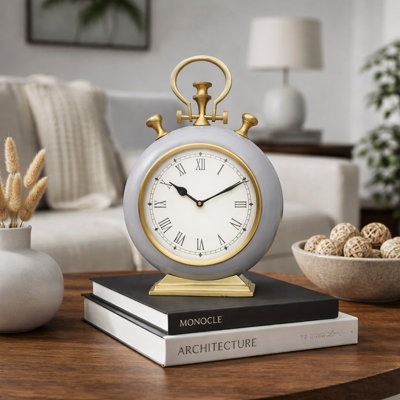 Accent Table Clock | Aluminum Desk Clock | 10"x 3"x 4"