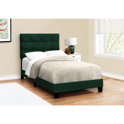 Fashionable Twin Size Bed In Velvet For Teen Bedroom Furnishings Upholstered With Engineered Wood Support