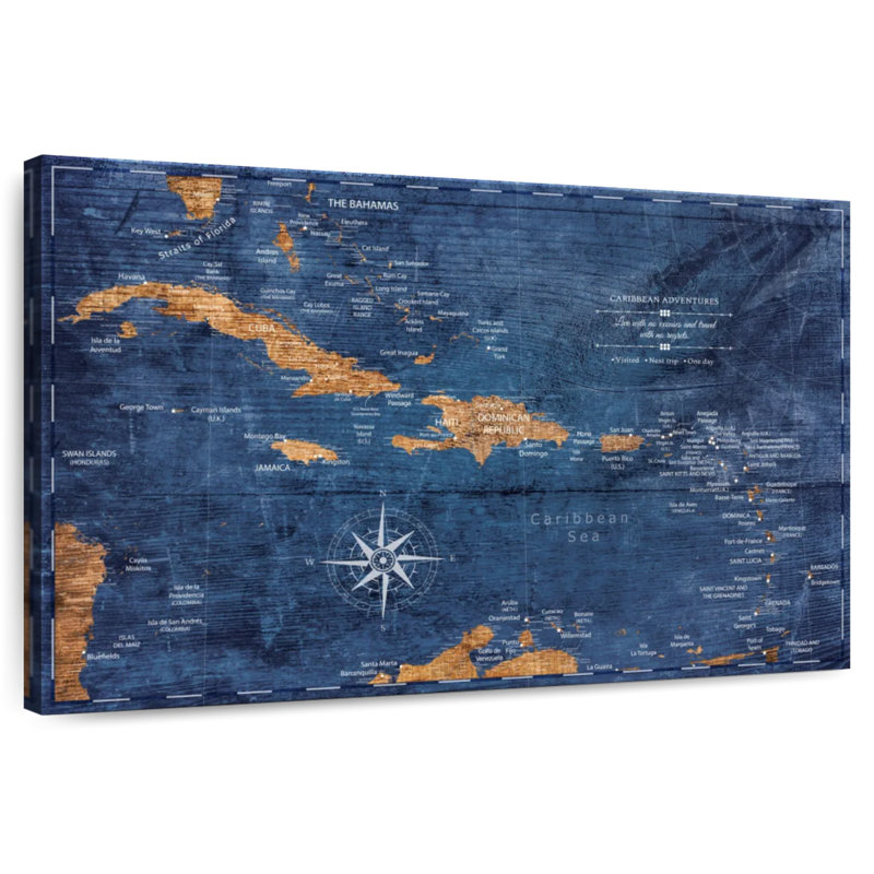 Live and Travel, Pin, Caraïbes, Amrico, H 32 po x l 48 po
