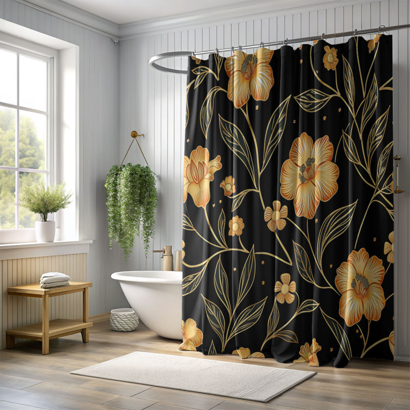 Batik Flora - Rideau de douche Premium, H 74 po x l 71 po