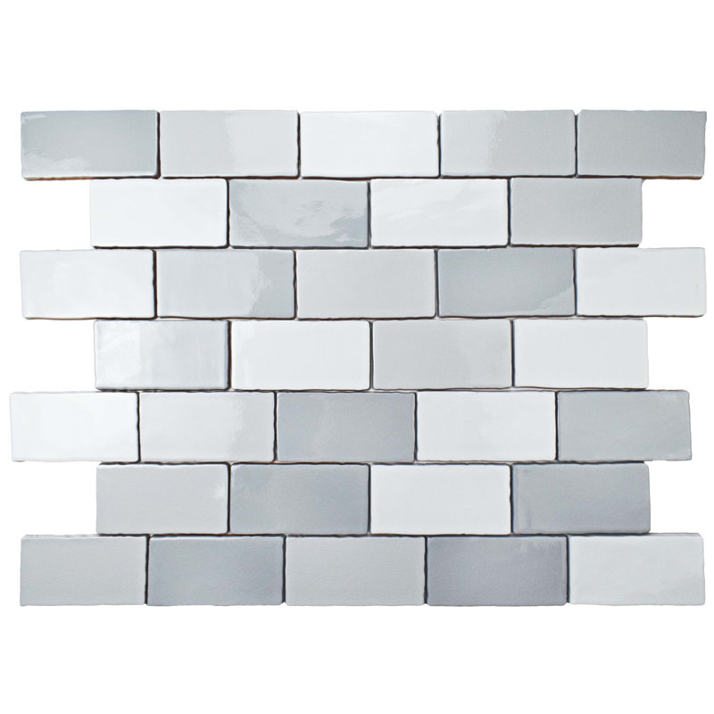Antic Craquelle 3" x 6" Ceramic Brick Look Tile, Craquele Soho Gray
