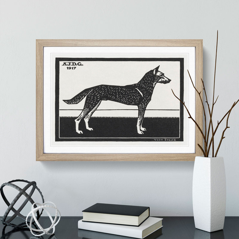 Dog by Julie De Graag - Picture Frame Painting, 36cm H x 48cm W x 2cm D, Oak Framed
