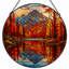 Panneau de vitrail 12 "H Mountain Reflection-950319009