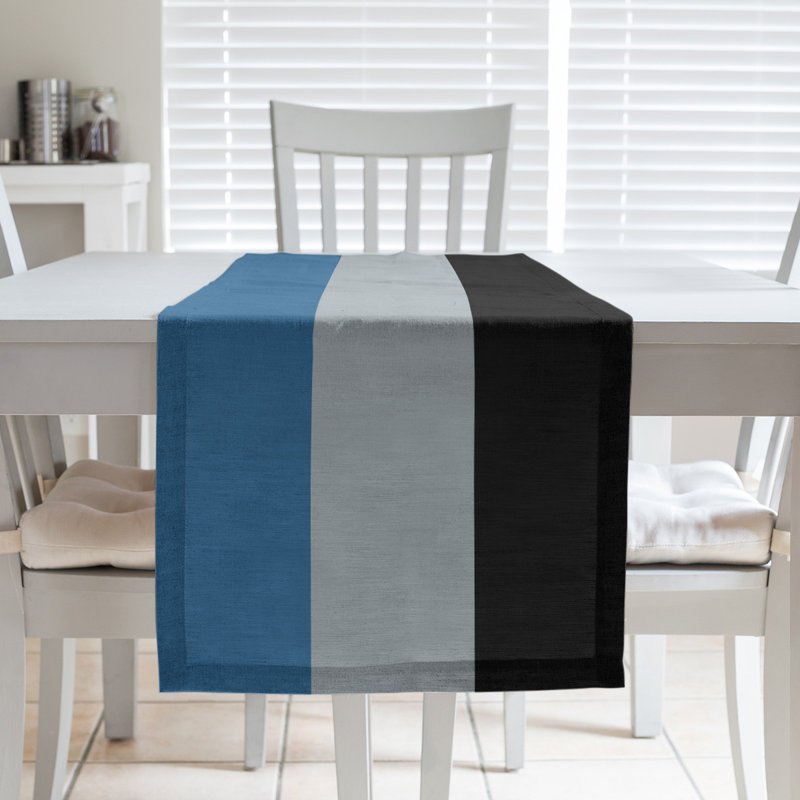 Boston Table Runner, 72" x 16", Cotton Blend, Colorado,Blue/Silver/Black