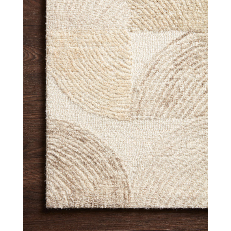 Tapis beige en laine touffeté à la main Runako, Rectangle 3 pi 6 po x 5 pi 6 po