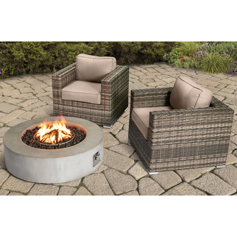 Ensemble de conversation pour 2 personnes avec foyer et coussins Sunbrella Lsi, Beige