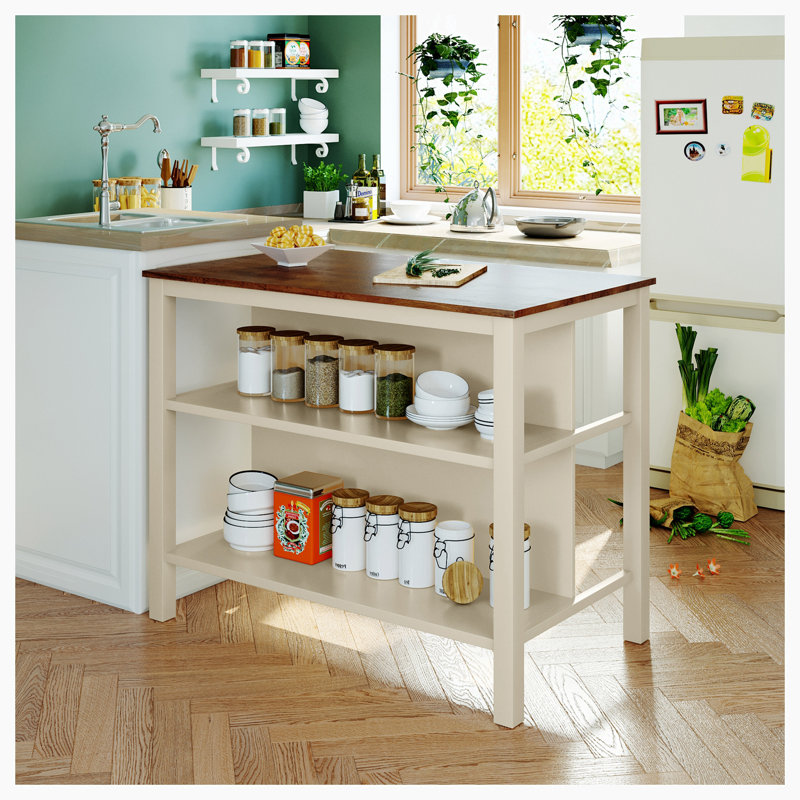 Table de salle à manger en bois d'hévéa avec 2 tablettes ouvertes