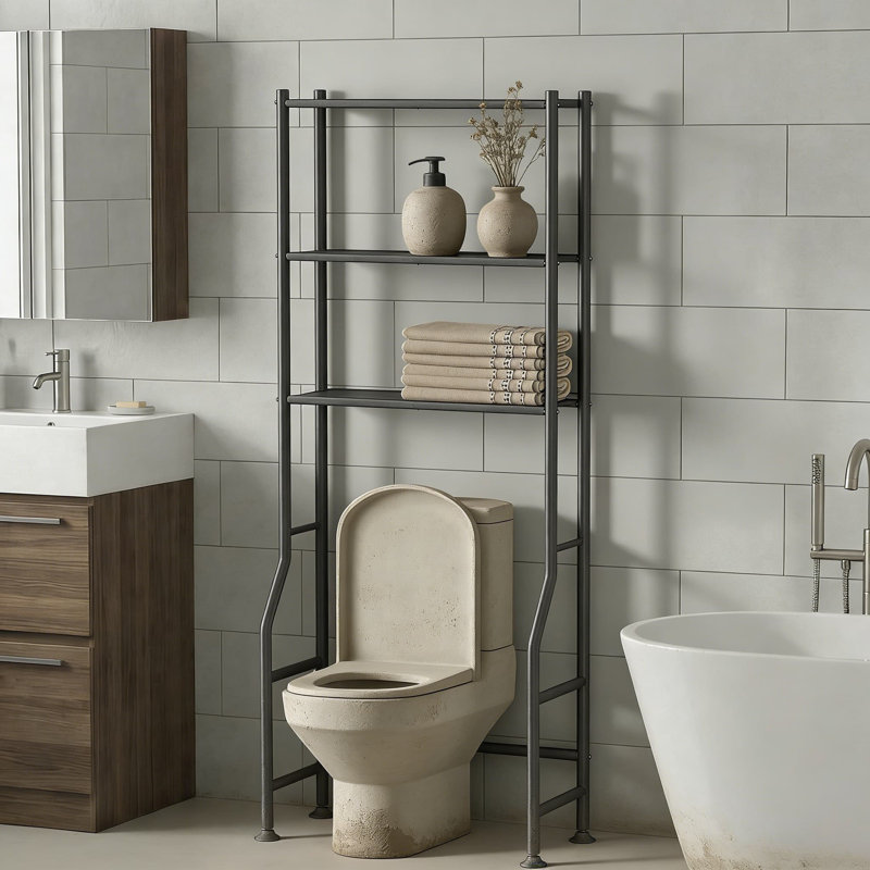 3-Tier Over The Toilet Storage Rack, Heavy-Duty Metal Bathroom Shelves Organizer, Space-Saving Freestanding Shelf For Bathroom, Laundry Room, Or Living Room