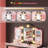 Kids MDF Vanity Table Set In Pink With 1 Drawer With 3-Color Dimmable LED Bulb-2068902358